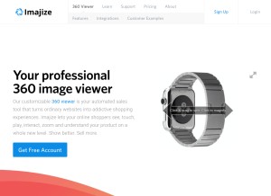 How imajize.com looks like on a tablet such as an iPad.