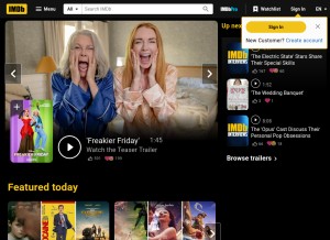 How imdb.com looks like on a tablet such as an iPad.