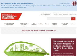 How imeche.org looks like on a tablet such as an iPad.