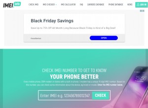 How imei.info looks like on a tablet such as an iPad.