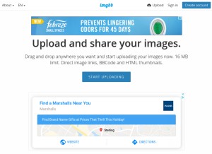 How imgbb.com looks like on a tablet such as an iPad.