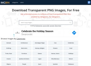 How imgbin.com looks like on a tablet such as an iPad.