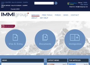 How immigroup.com looks like on a tablet such as an iPad.