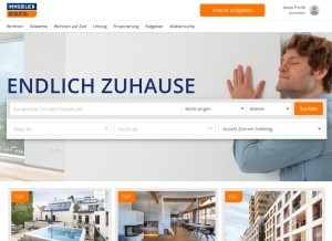 How immobilienscout24.at looks like on a tablet such as an iPad.