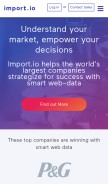 How import.io looks like on a mobile device such as an iPhone.