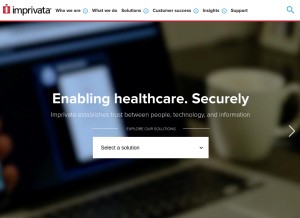 How imprivata.com looks like on a tablet such as an iPad.