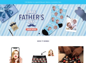 How imursocks.com looks like on a tablet such as an iPad.