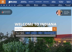 How in.gov looks like on a tablet such as an iPad.