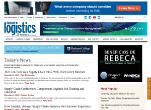 How inboundlogistics.com looks like on a tablet such as an iPad.