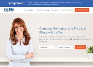 How incfile.com looks like on a tablet such as an iPad.