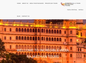 How incredibleindiarajasthantours.com looks like on a tablet such as an iPad.