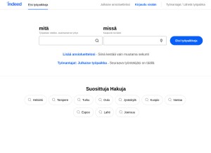 How indeed.fi looks like on a tablet such as an iPad.