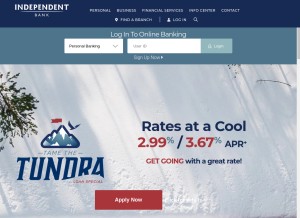 How independentbank.com looks like on a tablet such as an iPad.