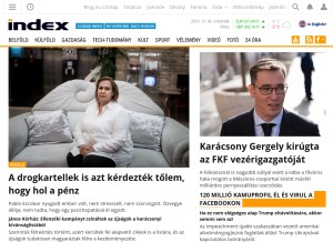 How index.hu looks like on a tablet such as an iPad.