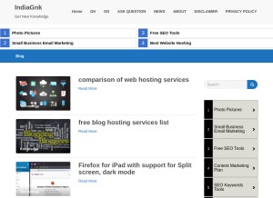How indiagnk.com looks like on a tablet such as an iPad.
