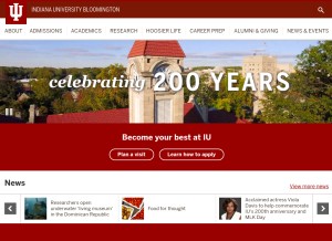 How indiana.edu looks like on a tablet such as an iPad.