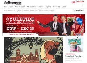 How indianapolismonthly.com looks like on a tablet such as an iPad.
