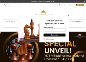 How indianchesscompany.com looks like on a tablet such as an iPad.