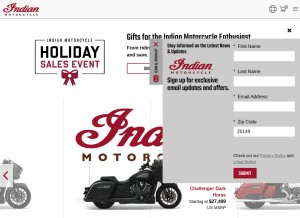 How indianmotorcycle.com looks like on a tablet such as an iPad.