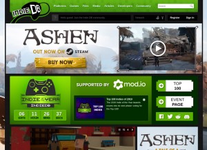 How indiedb.com looks like on a tablet such as an iPad.