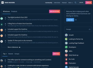 How indiehackers.com looks like on a tablet such as an iPad.
