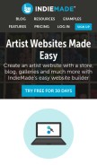 How indiemade.com looks like on a mobile device such as an iPhone.