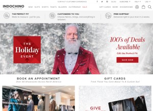 How indochino.com looks like on a tablet such as an iPad.