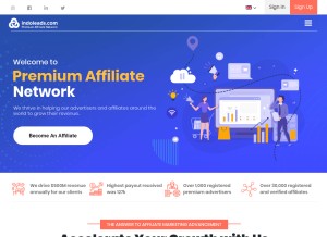 How indoleads.com looks like on a tablet such as an iPad.