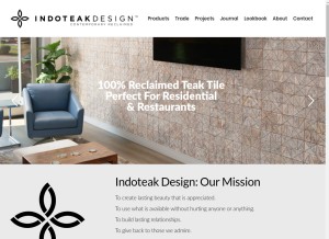 How indoteakdesign.com looks like on a tablet such as an iPad.