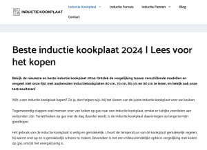 How inductiekookplaat.org looks like on a tablet such as an iPad.
