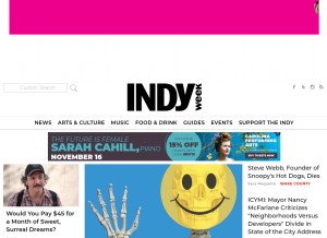 How indyweek.com looks like on a tablet such as an iPad.