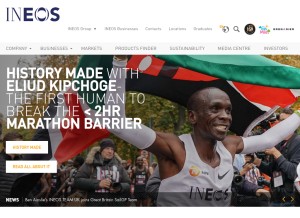How ineos.com looks like on a tablet such as an iPad.