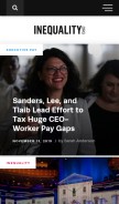 How inequality.org looks like on a mobile device such as an iPhone.