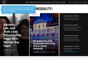 How inequality.org looks like on a tablet such as an iPad.