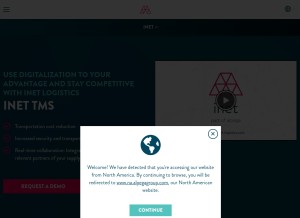 How inet-logistics.com looks like on a tablet such as an iPad.