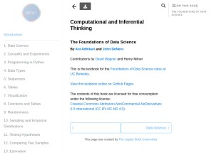 How inferentialthinking.com looks like on a tablet such as an iPad.