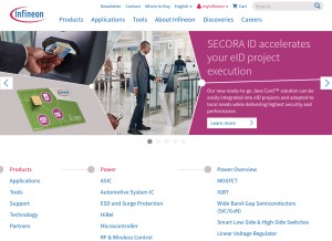 How infineon.com looks like on a tablet such as an iPad.