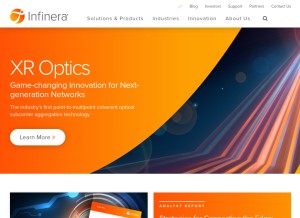 How infinera.com looks like on a tablet such as an iPad.