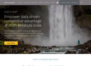 How infinidat.com looks like on a tablet such as an iPad.