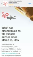 How infinit.io looks like on a mobile device such as an iPhone.