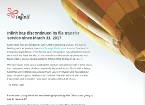How infinit.io looks like on a tablet such as an iPad.