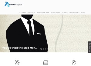 How infiniteanalytics.com looks like on a tablet such as an iPad.