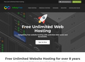 How infinityfree.net looks like on a tablet such as an iPad.