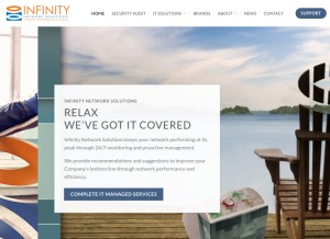 How infinityns.ca looks like on a tablet such as an iPad.