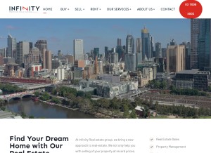 How infinityre.com.au looks like on a tablet such as an iPad.