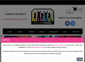 How inflate-event.co.uk looks like on a tablet such as an iPad.
