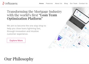 How inflooens.com looks like on a tablet such as an iPad.