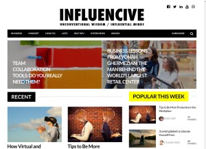 How influencive.com looks like on a tablet such as an iPad.