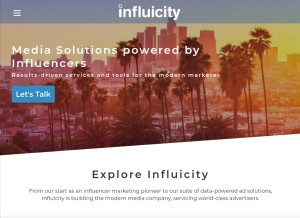 How influicity.com looks like on a tablet such as an iPad.