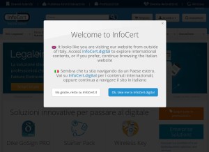 How infocert.it looks like on a tablet such as an iPad.